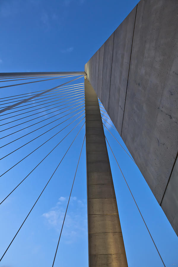 Ravenel Bridge Charleston Photograph - Ravenel Overhead Day - Vertical by Donni Mac