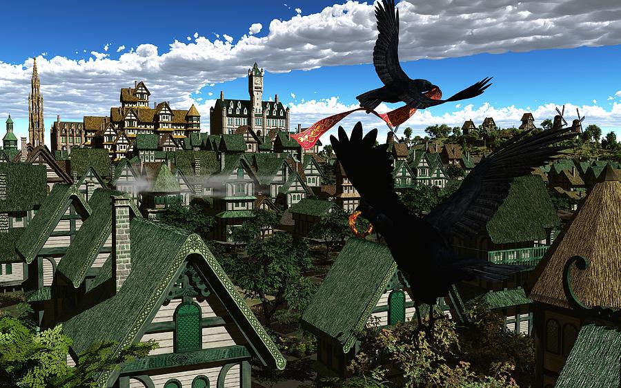 Raven Painting - Ravens Flight by Diana Morningstar