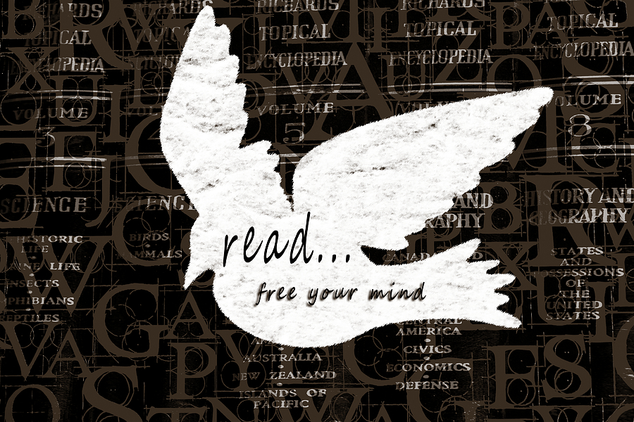 Book Mixed Media - Read Free Your Mind Brown by Angelina Tamez