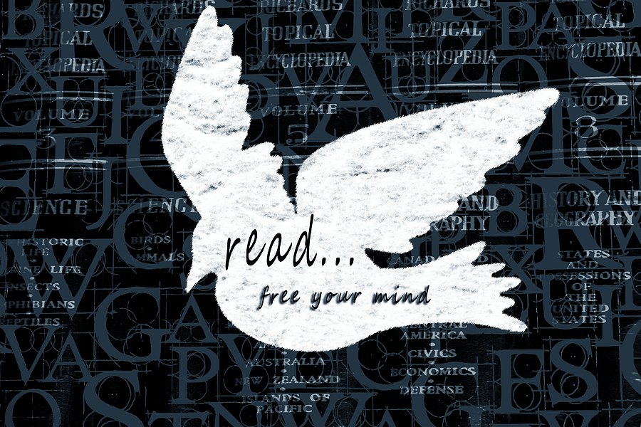 Book Mixed Media - Read Free Your Mind Teal by Angelina Tamez