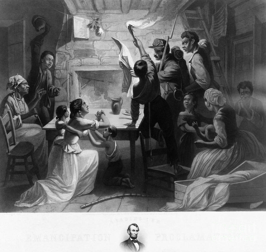 Reading Emancipation Proclamation Photograph by Photo Researchers