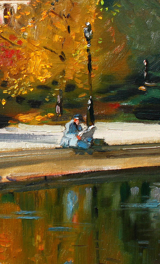 Fall Painting - Reading the Paper by Ylli Haruni