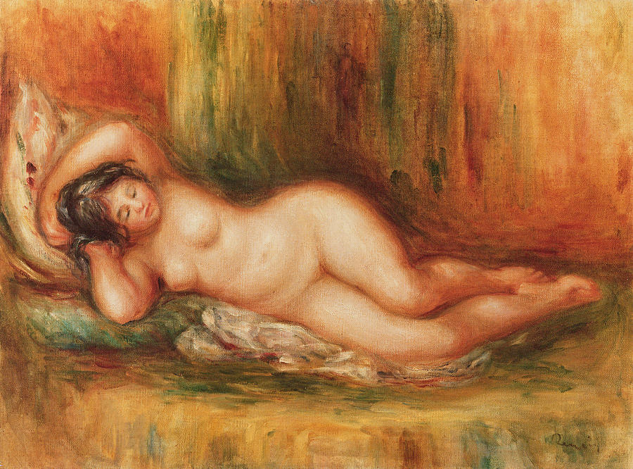 Pierre Auguste Renoir Painting - Reclining bather by Pierre Auguste Renoir