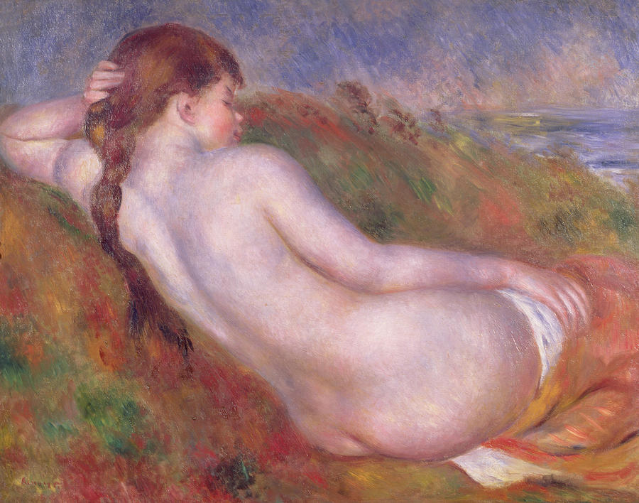Pierre Auguste Renoir Painting - Reclining Nude in a Landscape by Pierre Auguste Renoir