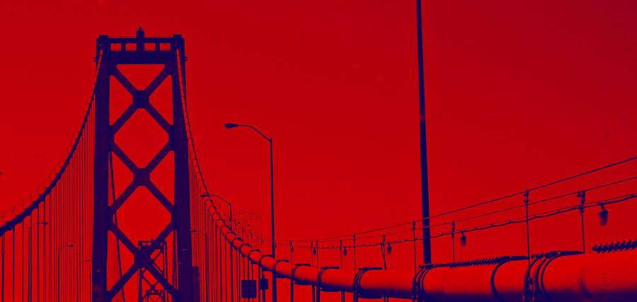 Red and Blue Bay Bridge Photograph by Alma Yamazaki