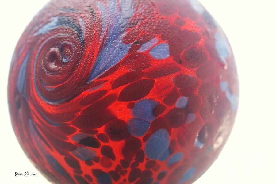 Red and Blue glass ball Photograph by Yumi Johnson