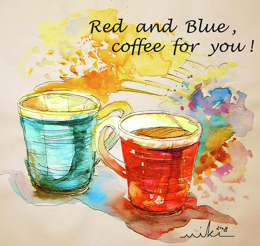 Red and Blue Painting by Miki De Goodaboom