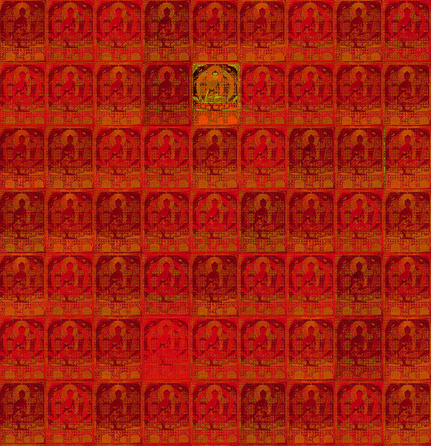 Red and Yellow Buddhas Painting by Steve Fields