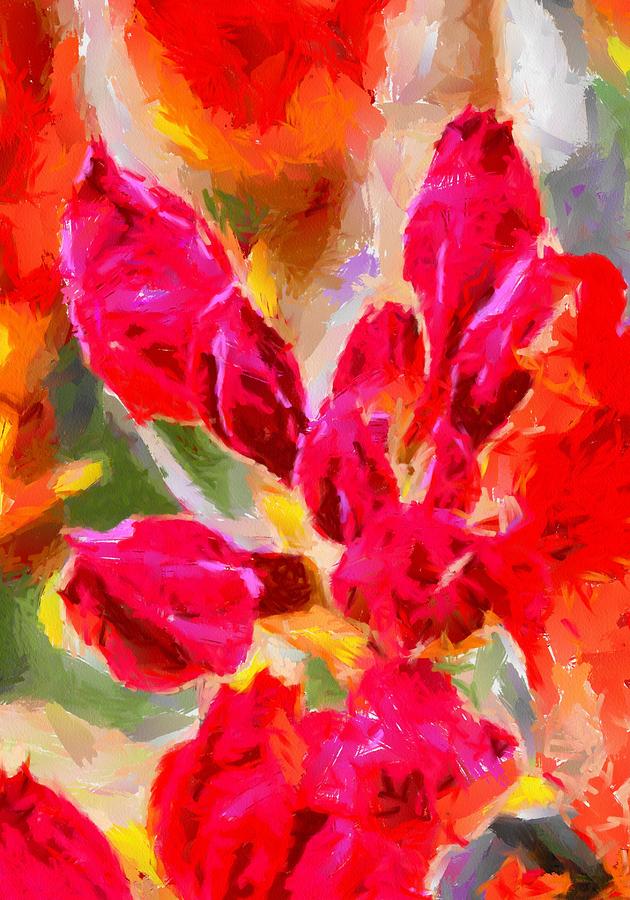 Red azalea buds Digital Art by Fran Woods