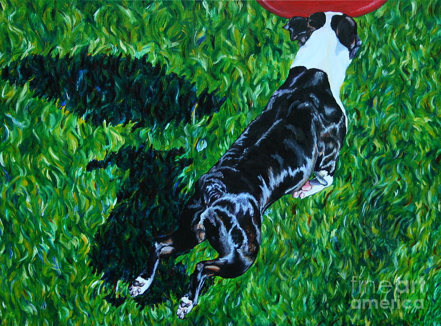Red Ball Flight Painting by Susan Herber
