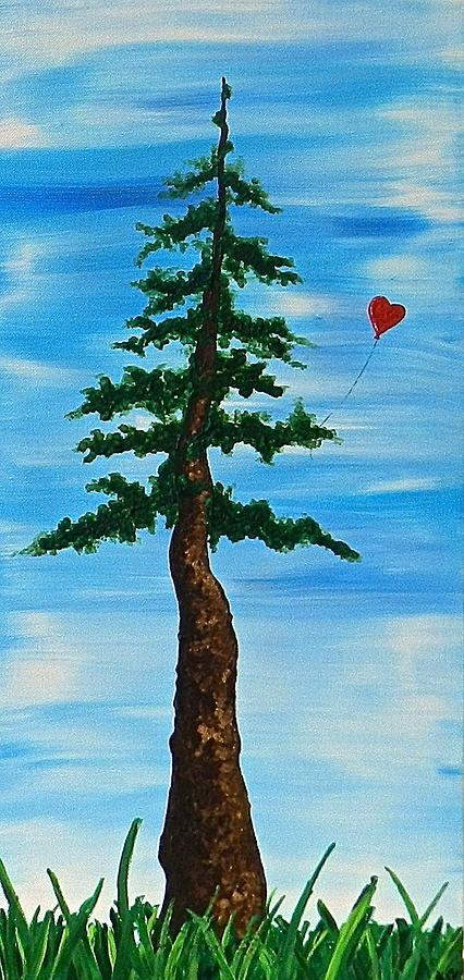 Tree Painting - Red Balloon by Heather  Hubb