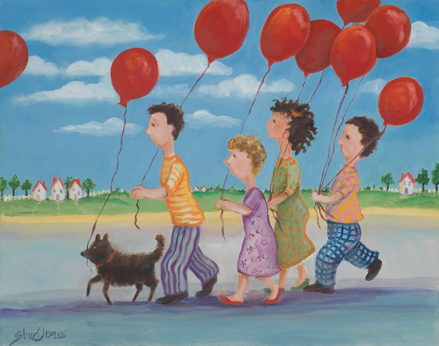 Red Balloons Painting by Shari Jones