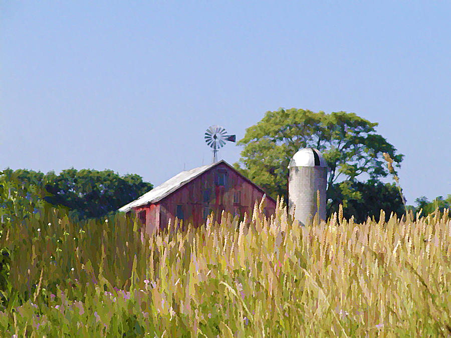 Red Barn and Wheat Field Photograph by Bill Cannon