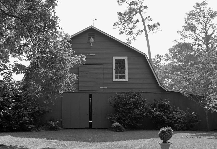 Red Barn in Black and White Photograph by Suzanne Gaff