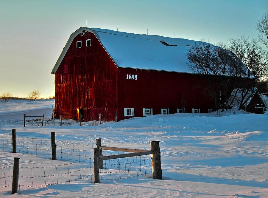 Red Barn in Winter ... Photograph by Juergen Weiss