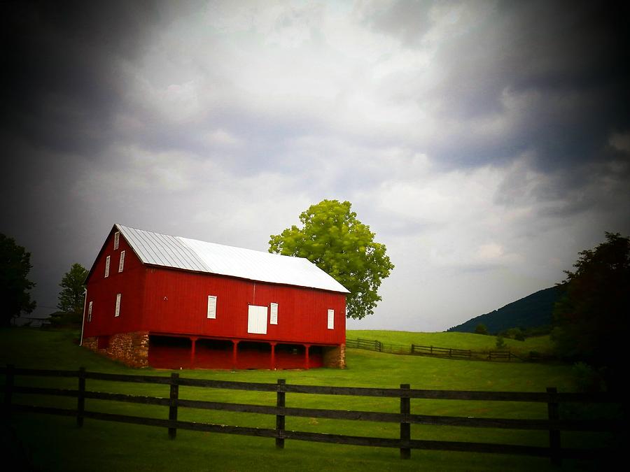 Red Barn on A Stormy Day Photograph by Joyce Kimble Smith
