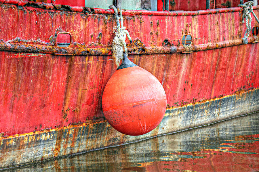 Red Boat with Bumper Photograph by Lynn Jordan