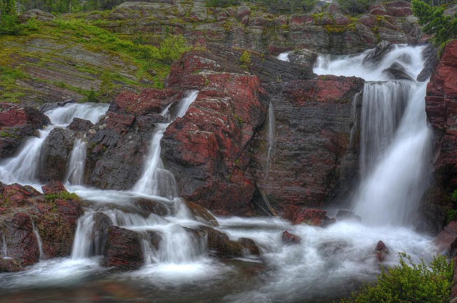 Waterfall Photograph - Red Boulder Waterfall by Don Wolf