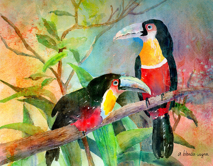 Red-breasted Toucans Painting by Arline Wagner