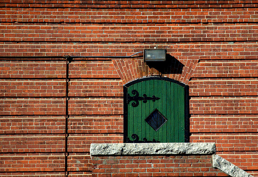 Brick Photograph - Red Bricks Green Door by Bruce Carpenter