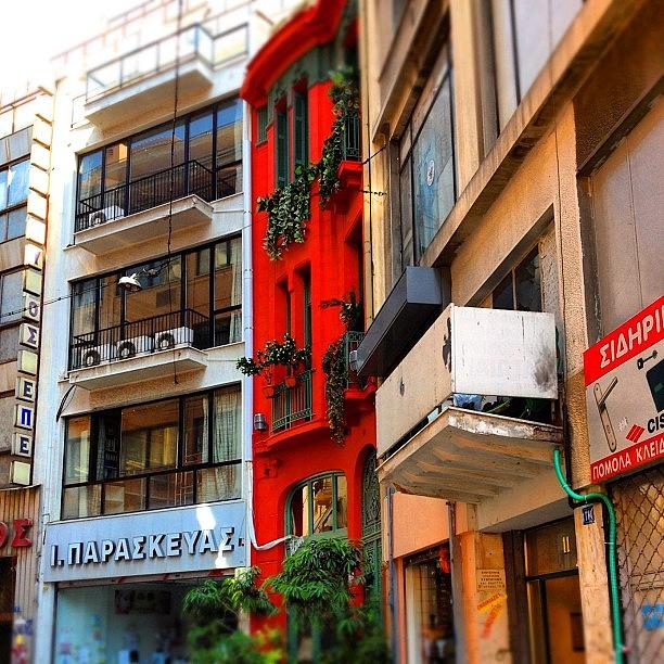 Greek Photograph - Red Building. #red #building #buildings by Dimitre Mihaylov
