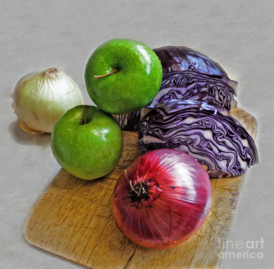 Red Cabbage Salad Undone Photograph by Barbara McMahon
