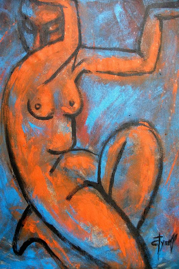 Nude Painting - Red Caryatid - Nudes Gallery by Carmen Tyrrell