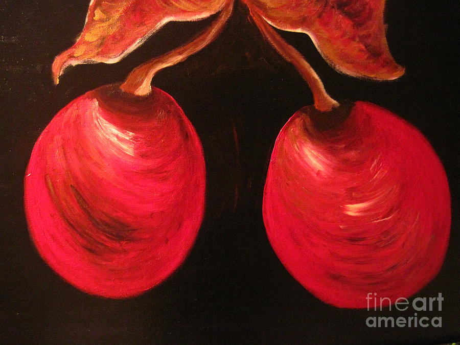 Nature Painting - Red Cherries by Diane Stockard