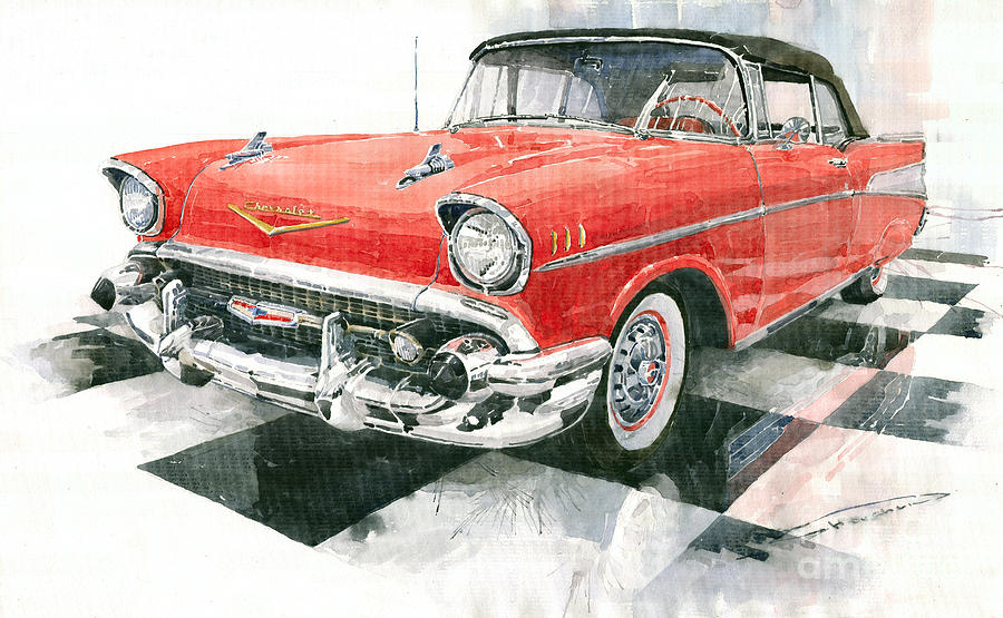 Vintage Painting - 1957 Chevrolet Bel Air Convertible by Yuriy Shevchuk