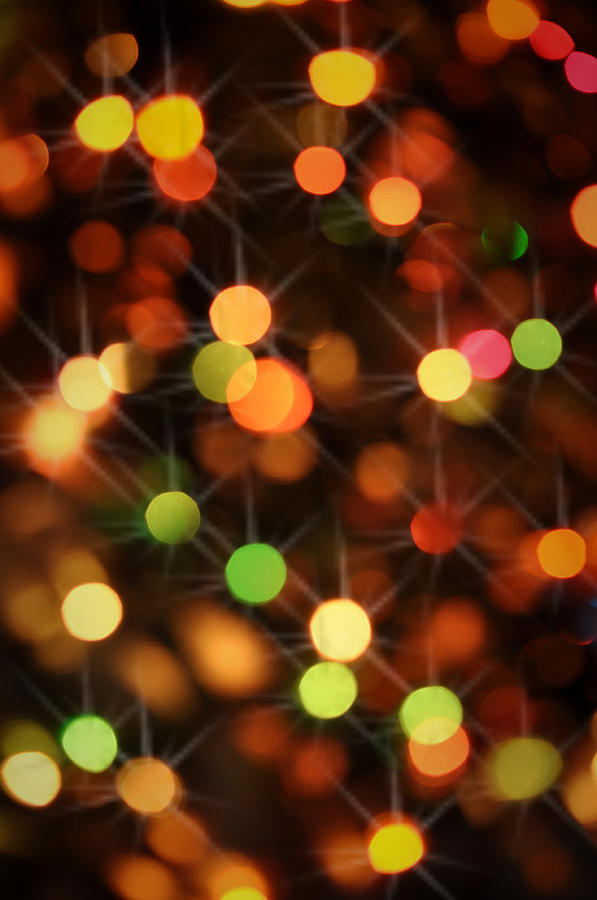 Abstract Photograph - Red Christmas Lights with Sparkles by Brandon Bourdages