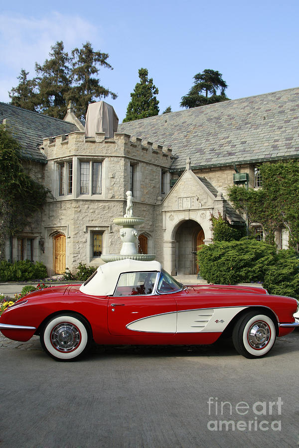 Red Corvette outside the Playboy Mansion Photograph by Nina Prommer