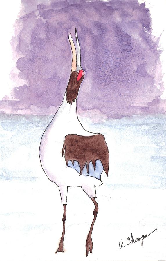 Red Crowned Crane Painting by Warren Thompson