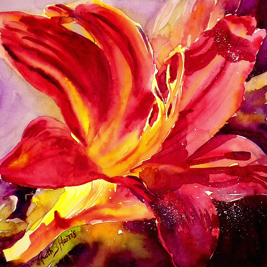 Red Day Lily Painting by Ruth Harris | Fine Art America