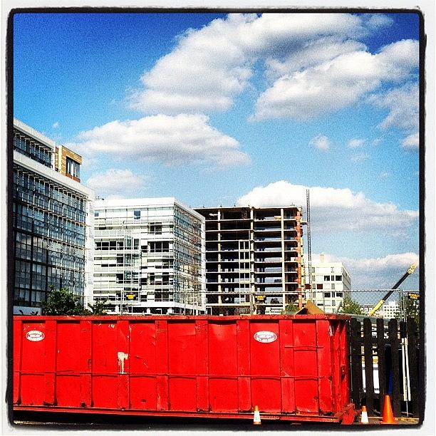 Construction Photograph - Red Dumpster & Urban Renewal by Rob Murray