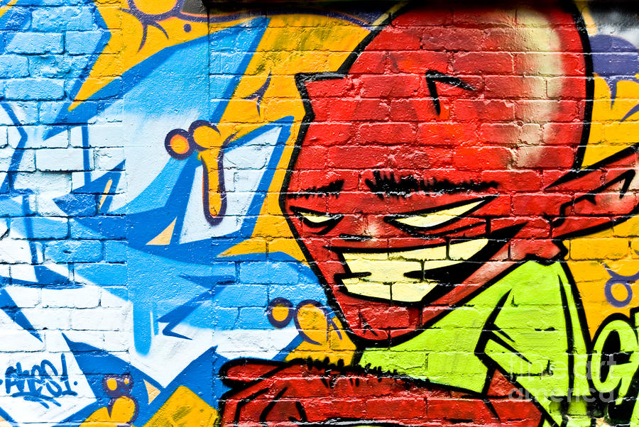 Red Evil smile graffiti Painting by Yurix Sardinelly