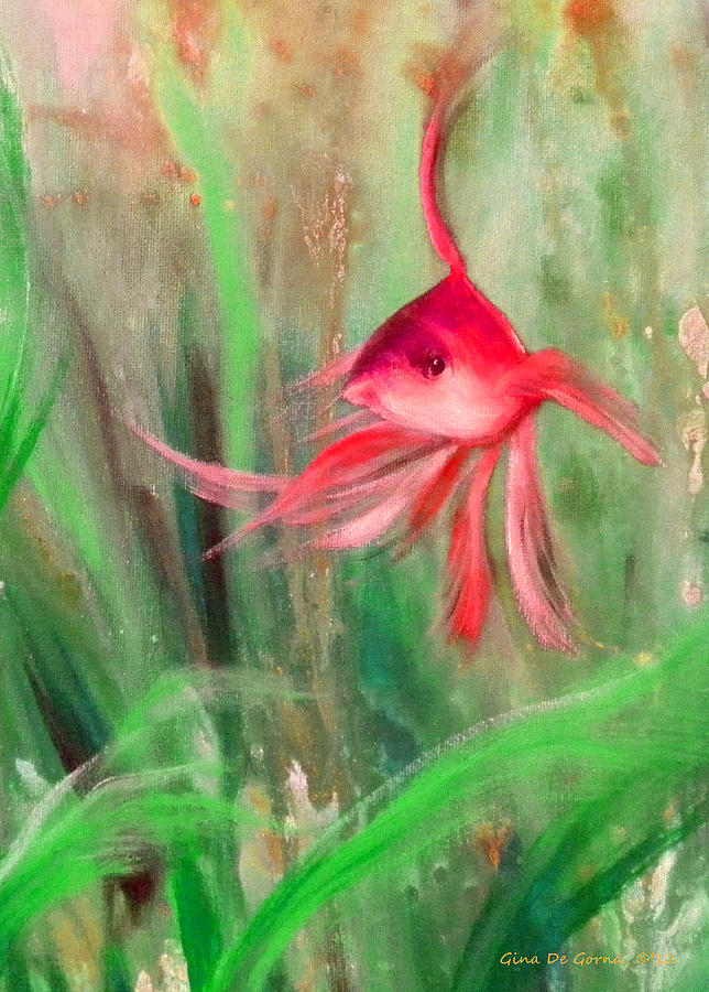 Red Fish Painting by Gina De Gorna