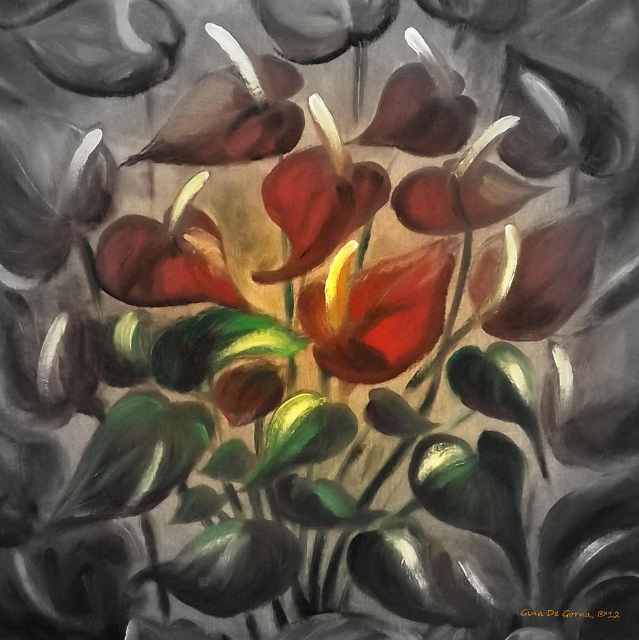 Red Flowers 2 Painting by Gina De Gorna