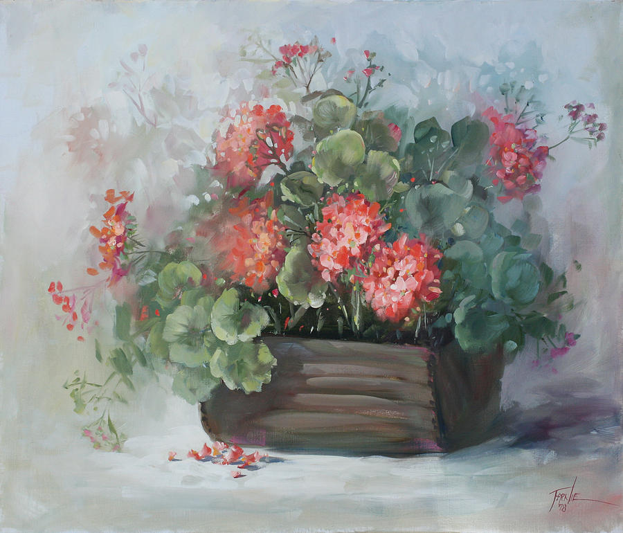 Red Flowers in a Planter box 2553 Painting by Fernie Taite - Fine Art ...