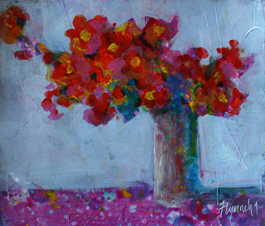 Red Flowers In Vase Painting By Lynn Chatman - Fine Art America