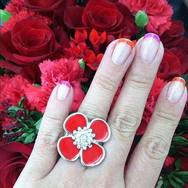 Flower Photograph - #red #flowers Make Me Feel Happy #ring by Mariana L