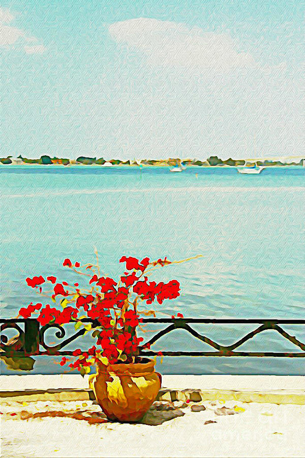 Red Flowers on the Bay Photograph by Joan McArthur