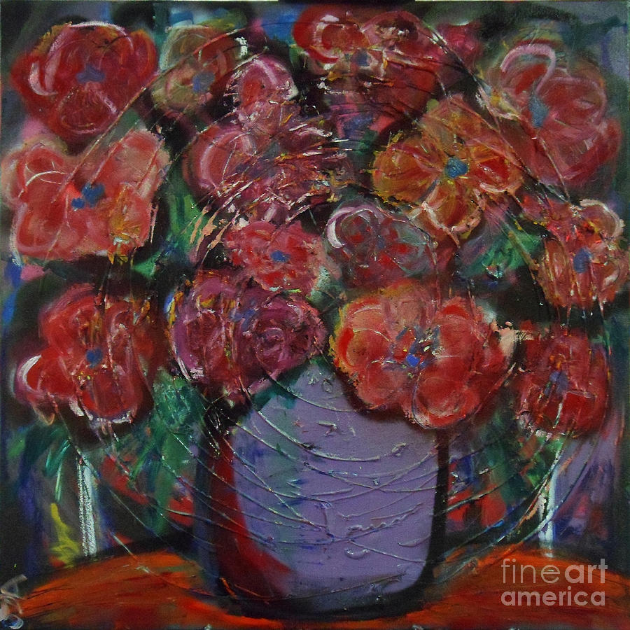 Flower Painting - Red Flowers through the Vortex by David Abse