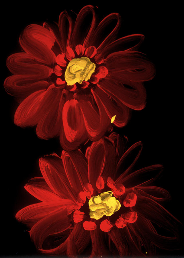 Flowers Still Life Painting - Red Gerber Daisies  by David Rufo