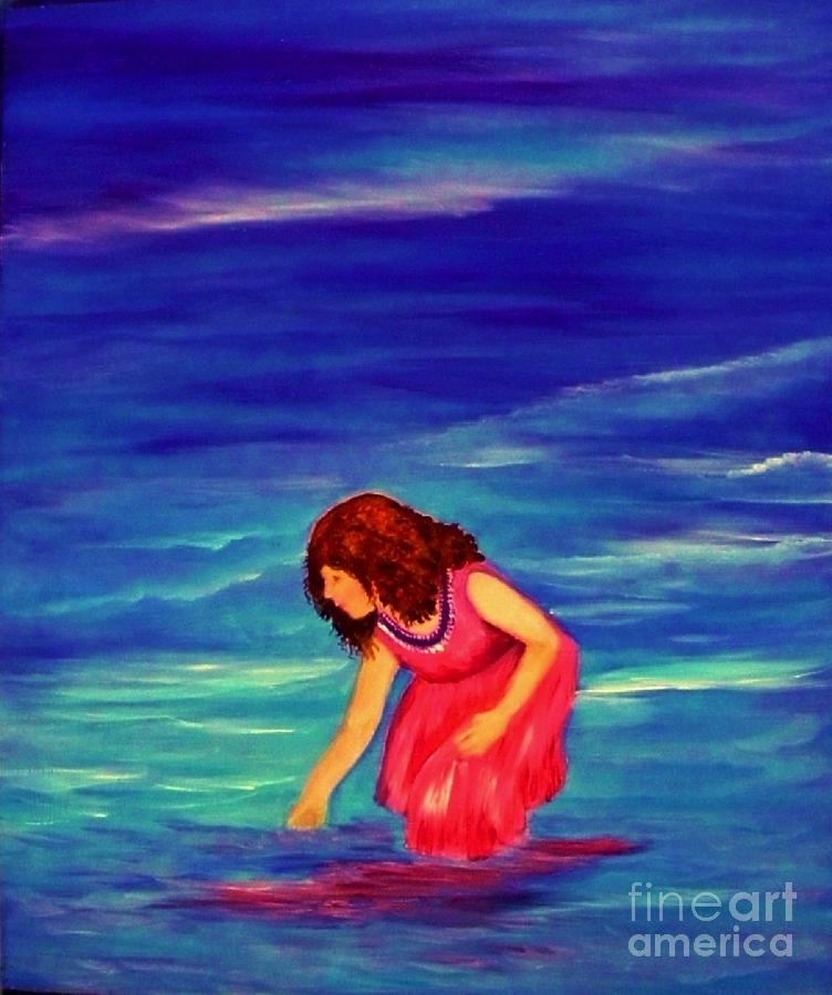 Red Haired Sea Baby Painting by Peggy Miller
