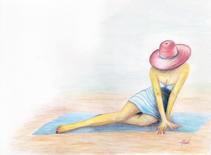 Red hat lady Drawing by Tatiana Fess