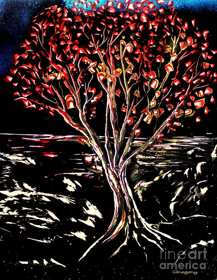 Red Leaf Painting by Greg Moores
