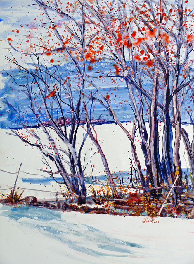 Red Leaves in Winter Painting by Judy Fischer Walton