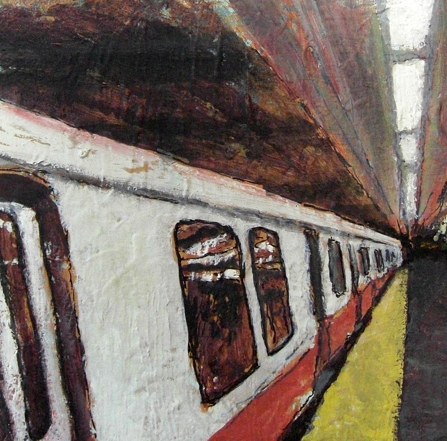 Boston Painting - Red Line by Romina Diaz-Brarda