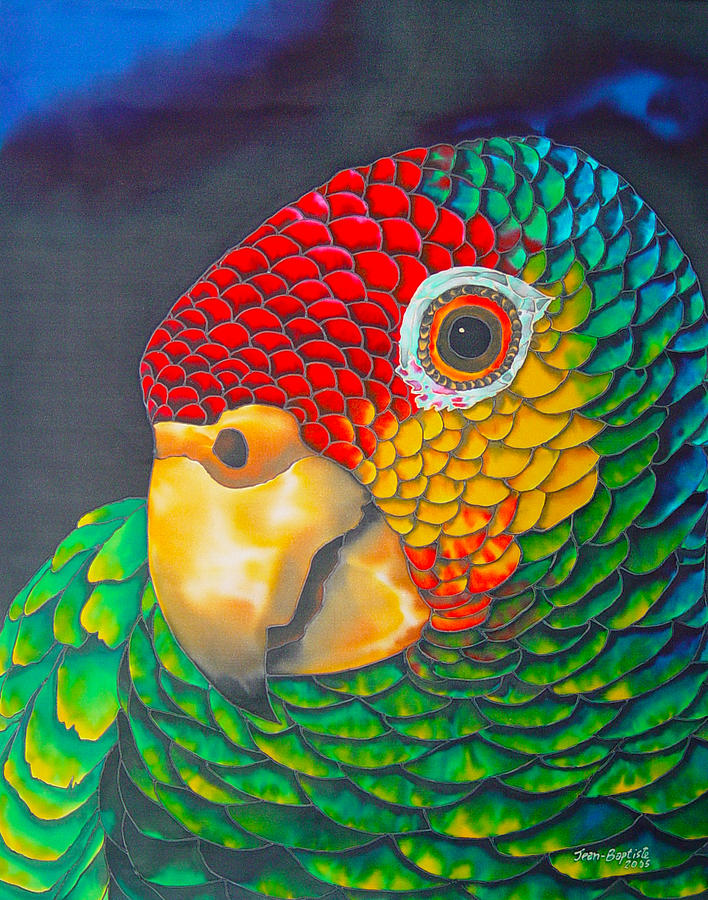 Red Lored Parrot  Painting by Daniel Jean-Baptiste