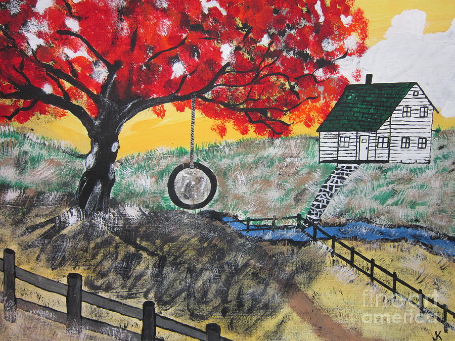 Landscape Painting - Red Maple  Swing by Jeffrey Koss